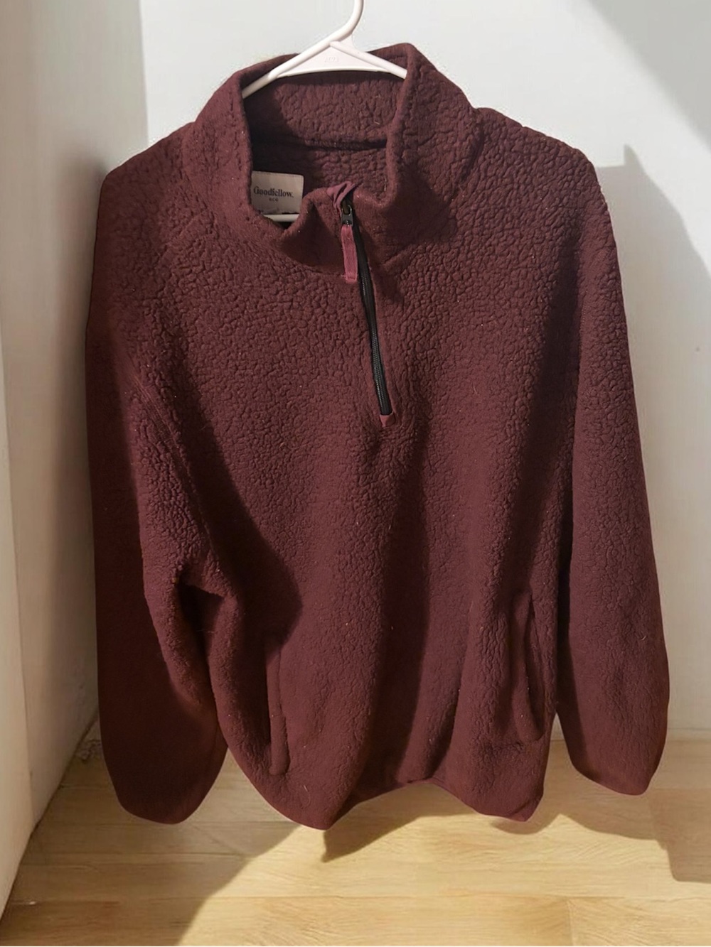 Goodfellow & Co Teddy Half-Zip Jacket - Burgundy